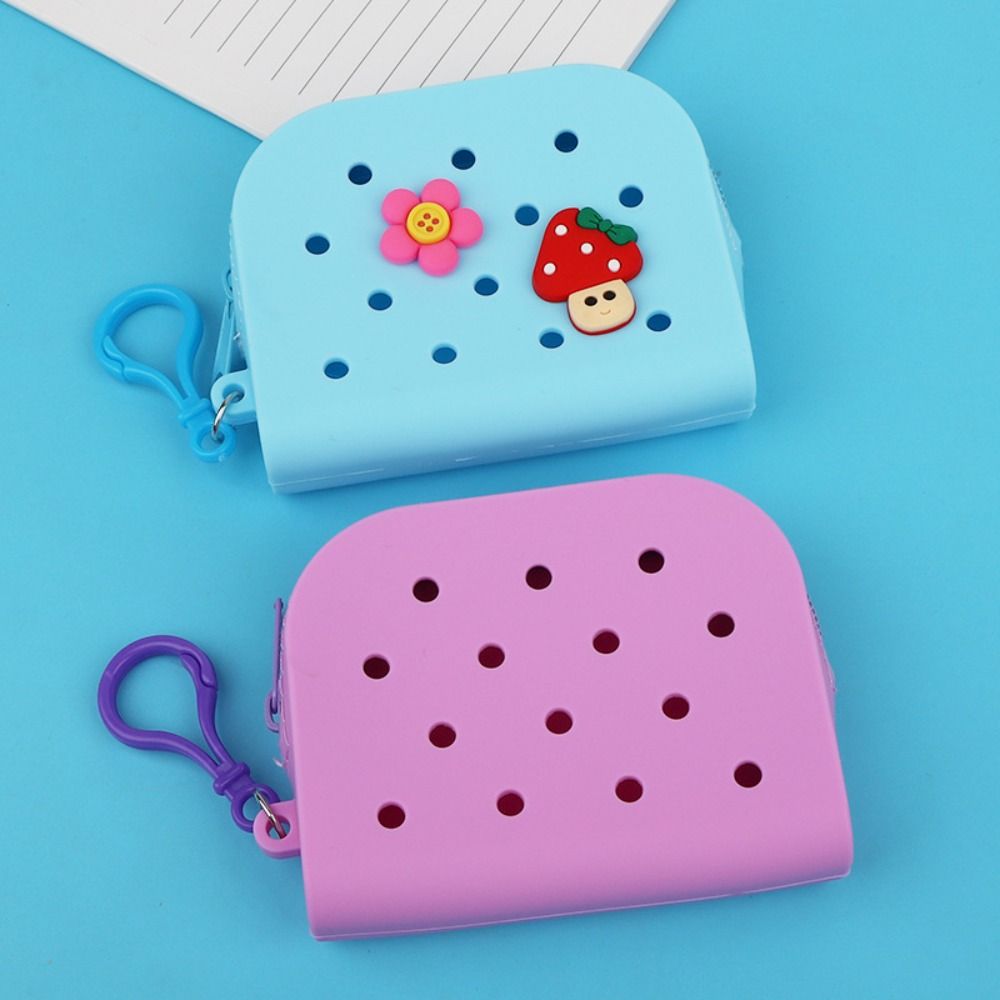 Durable Holes Coin Purse Mini Zipper Money Bag Silicone Change Pouch