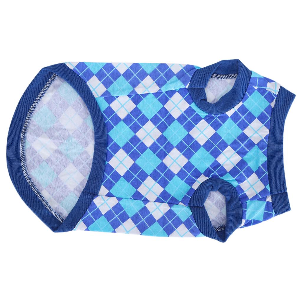 Pet Pig Spring Summer Sleeveless TShirt Pet Vest Sweatshirt Rhombus Pattern Clothes(Blue M)