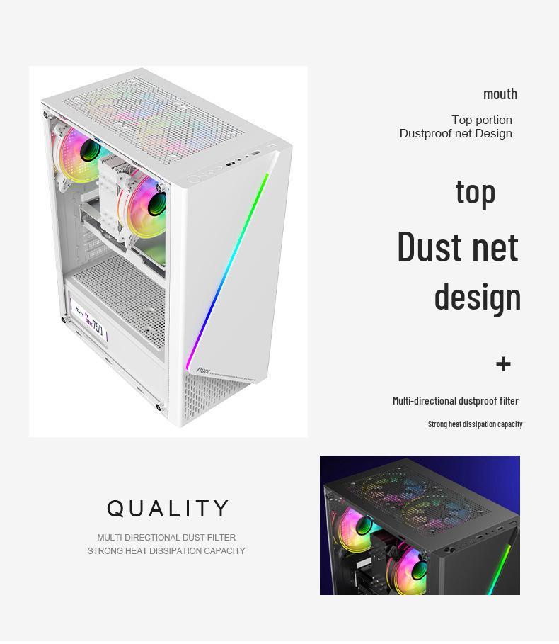 RGB Gaming Desktop Case with Side Window and Colorful Light Strip