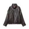 Womens Oversized Faux Leather Jacket Casual Chic Coat 2026 Lightweight Stand Collar Long Sleeve