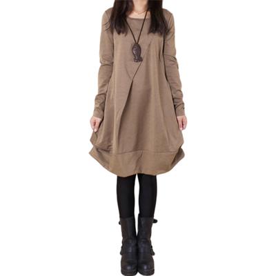Tunique Manches Longues Col Rond Uni Ample Grande Taille Parfait pour et Hiver [MzcoYmm] Robe Longueur Genou Femme, Col, Couleur, Coupe, Tailles, Flatteuse, Belle,