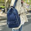 Zaino Scuola Zaino in Denim Donna Grande Capacità Versatile Casual da Pendolare Studente Borsa Scuola Monocolore Zaino in Tela Letterario Uomo
