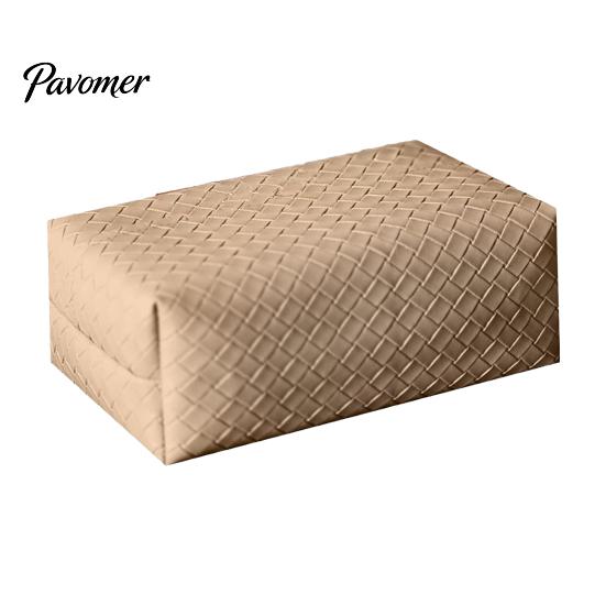 Wear-resistant Tissue Box PU Leather Box, with Smooth Paper Outlet Opening, Luxury Case Soft Rounded Weaving Surface Holder for Home Car High-end