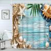 Starfish Beach Bath Shower Curtain Shells Rustic Wooden Planks Palm Trees Natural Landscape Printed Bath Curtains Bathroom Decor