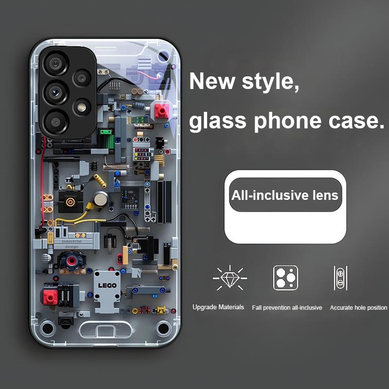 Grey Mechanical Interior For Samsung Galaxy S24 Plus S20 21 FE S23 Ultra S8 9 A70 72 73 50 51 52 53 Tempered Glass Phone Case
