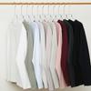 300g Heavyweight Cotton Long Sleeve Crew Neck T-Shirt Loose Solid Color Couple Unisex Casual Basic Top