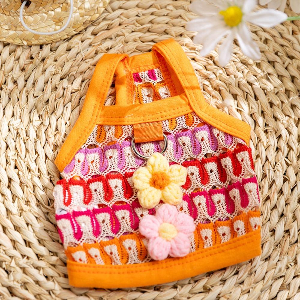 Breathable Cat Sunscreen Vest Floral Print Puppy Clothes Fashion Summer Pet Clothes  Puppy Cat L оранжевый