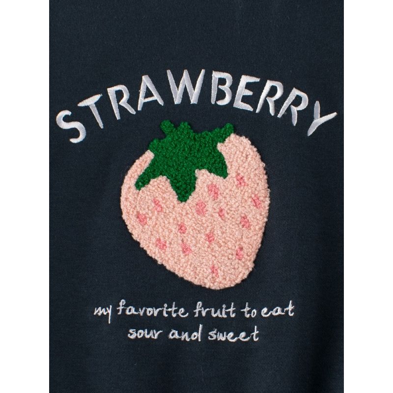 27home Small Children's Clothing Children's Fleece-Lined Sweater Girl Polar Fleece Pullover Autumn and Winter Baby Girl Strawberry Clothes