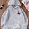 Felpa Casual Moda Bambini Autunno/Inverno Colore Unito Carino Fiocco Motivo Ciliegie Stampa Lettere, Adatta per Attività all'Aperto