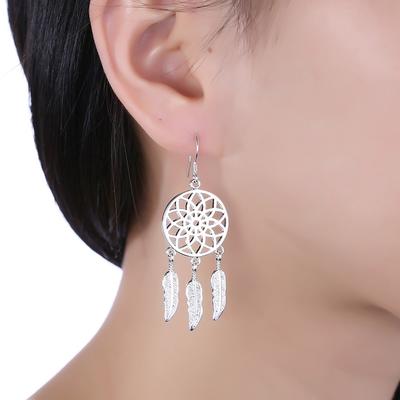 Dreamcatcher Earrings 925 Sterling Silver Jewelry Women Lady Girls Party Birthday Wedding Gift Decoration