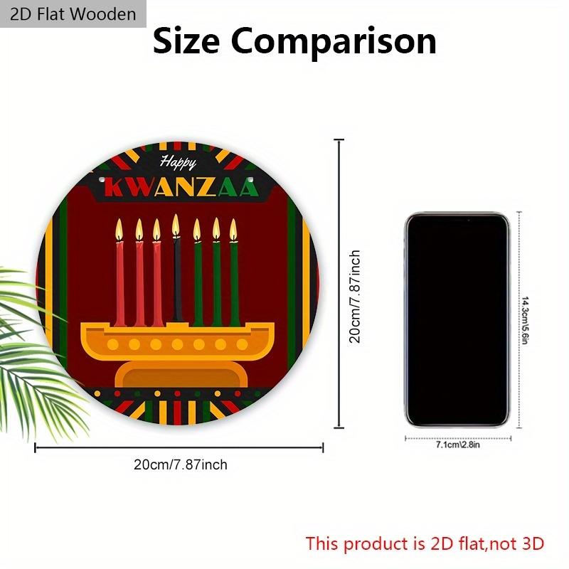 Happy Kwanzaa African American Festivals Wooden Sign - Classic Round Sign for Front Door, Wall Hanging Decor - Ideal Kwanzaa Decoration