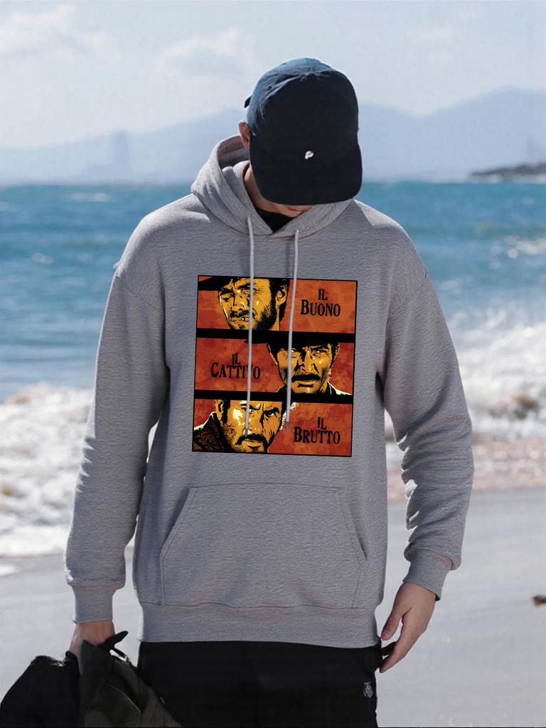 Three Golden Men Printing Man Hoodies Fleece Oversized Streetwear Pocket All-Match Pullover Multicolor Hip Hop Unisex Hoody