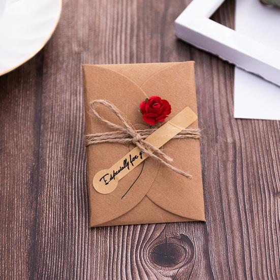 Special Paper Cards for Souvenirs 5Pcs DIY Dried Flower Greeting Cards, Handmade Note with Artificial Flowers, Jute Twine Atmospheric Photo Props Hang