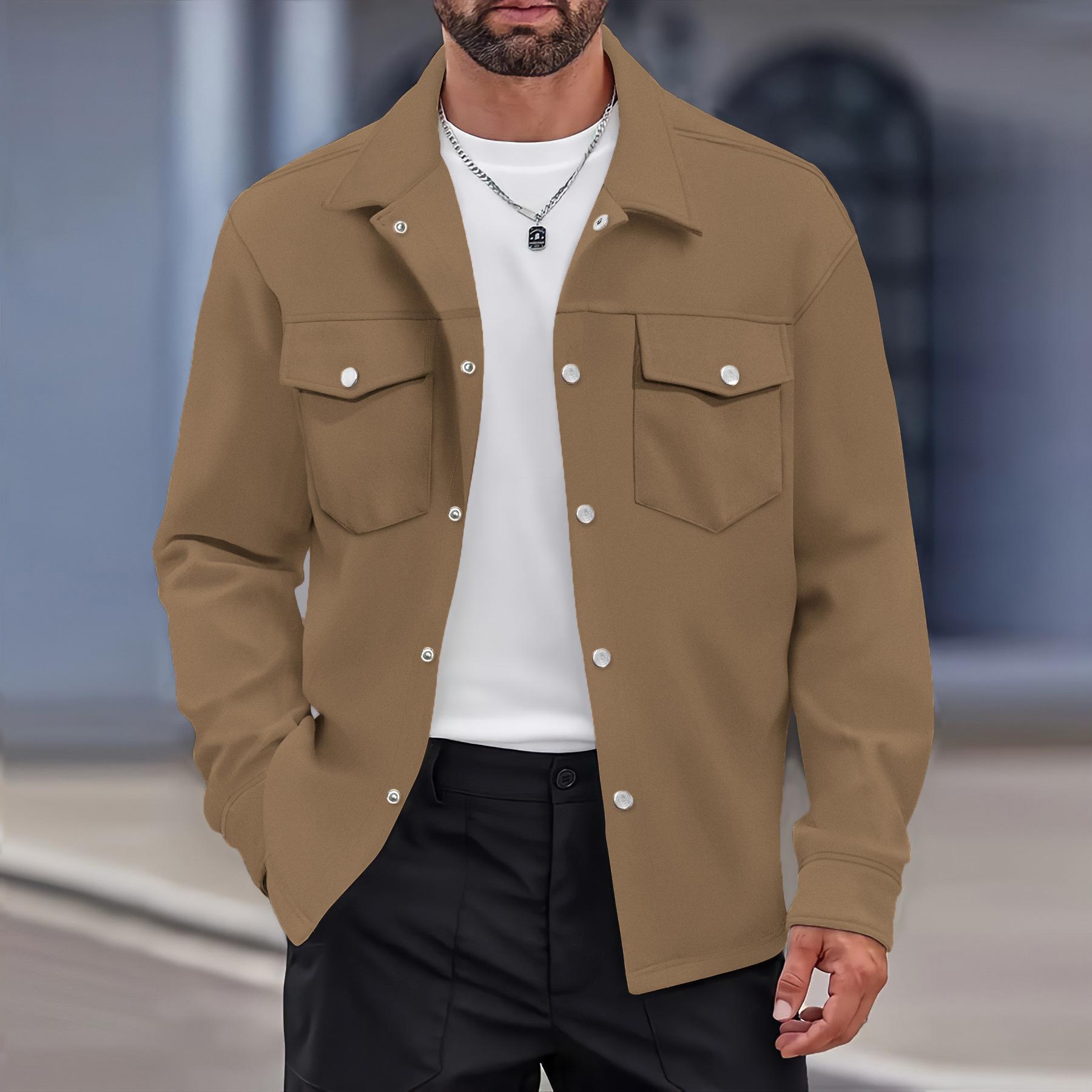 Men S Casual Slim Fit Long Sleeve Single Breasted Solid Jacket With Pockets S