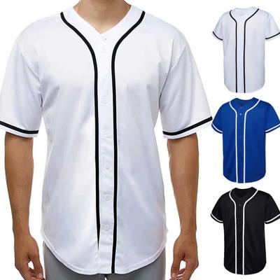 Men Summer T-shirt Pullover Short Sleeves Color Matching Buttons Single-breasted Daily Wear Loose Mid Length Men Baseball Uniform Male Clothes