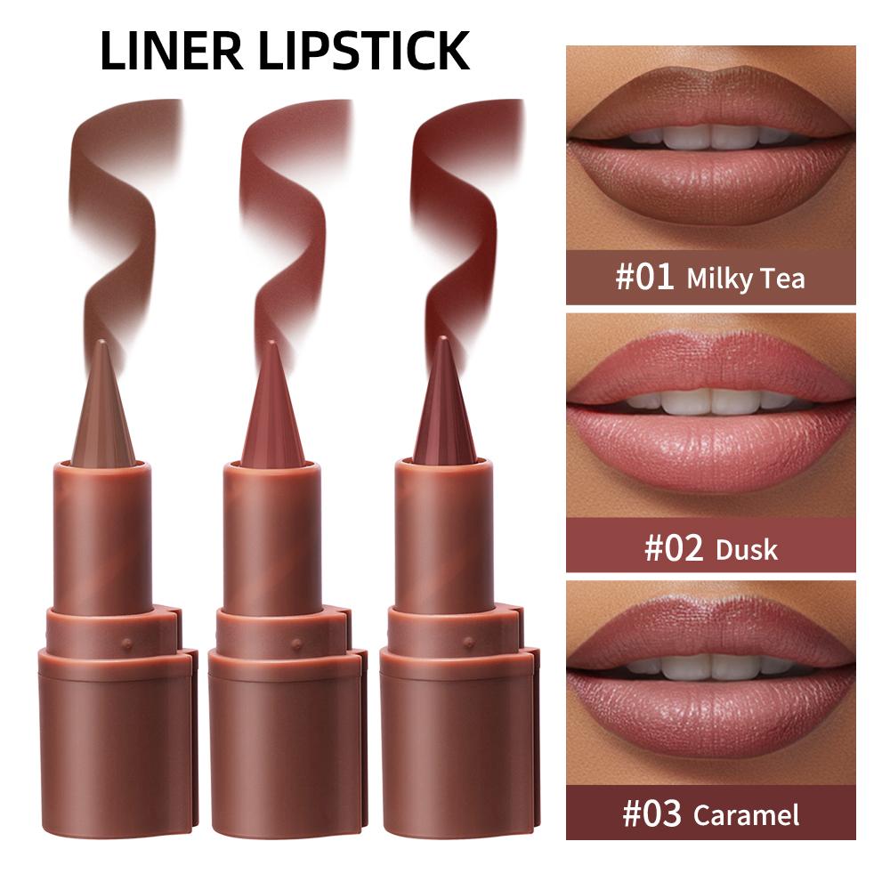 5 Shades Gradient Lip Crayon Matte Velvet Lip Liner Waterproof Non Transfer Smooth Contour Tint Black Brown Long Lasting Daily Lip Makeup Cosmetic
