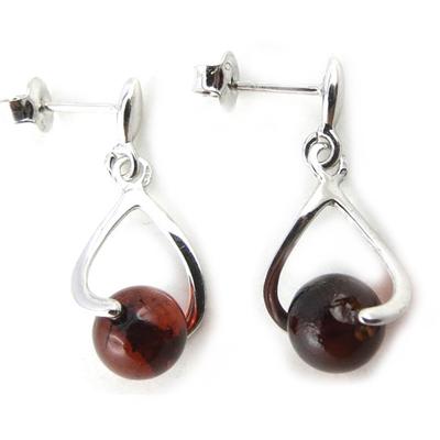 [N1968] - Amber 'Inspiration' Silver Earrings (rhodium-plated) - 24x12 Mm