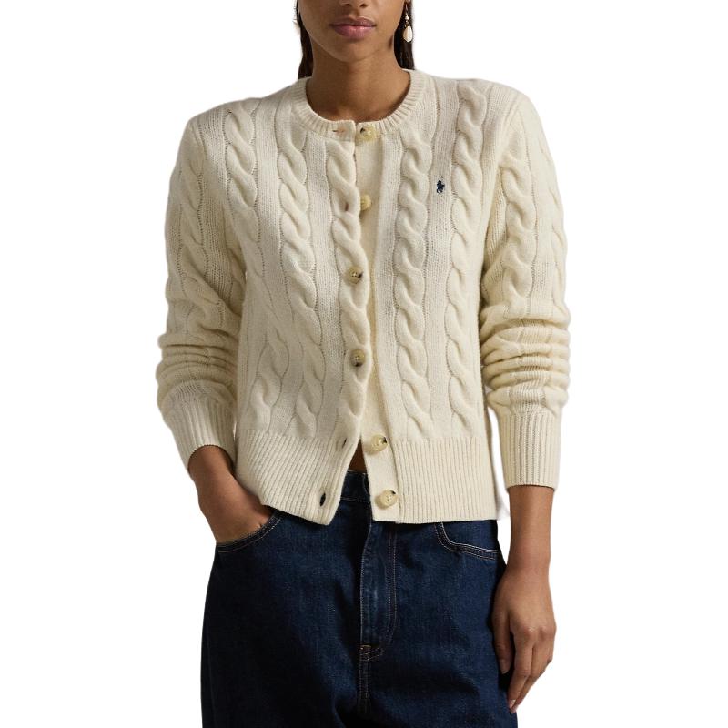 Polo Ralph Lauren Qixi Festival FW24 Solid Color Small Pony Embroidered Round Neck Slim Fit Short Button Long Sleeve Sweater WMPOSWENDW20173-100