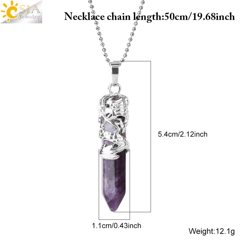 Dragon Crystals Necklace Stone Quartz Necklaces Natural Crystal Pendant Hexagonal Pendant Amethysts Jewelry for Women Men E853