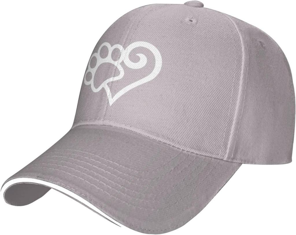 Paw Print Heart Graphic Baseball Cap Polyester Adjustable Casual Unisex Sandwich Hat