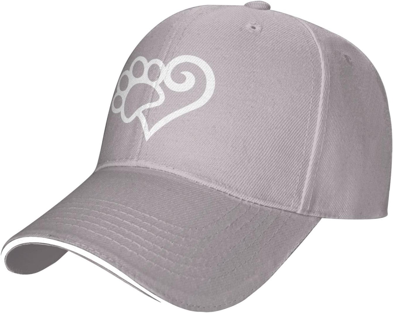 

Paw Print Heart Graphic Baseball Cap Polyester Casual Sun Protection Adjustable Hat One Size