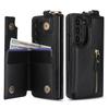Capa de Celular de Couro com Anel Fold7 para Samsung Galaxy Z Fold 7 6 5 4 3 Zíper Fivela Dupla de Metal Porta-Cartões Carteira Capa Dura