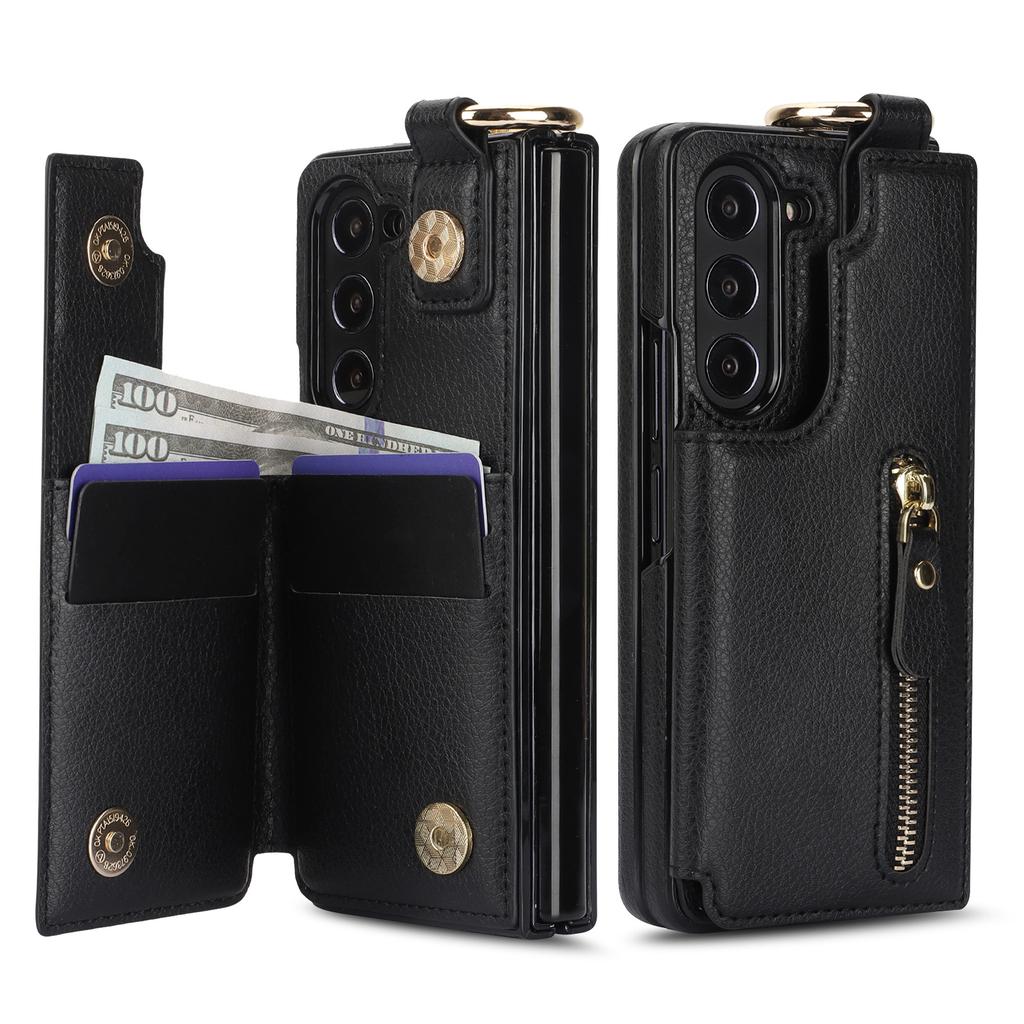 Samsung Z FOld7 Folding Mobile Phone Case FOld6 Zipper Mobile Phone Case Ring Wallet Protection Case