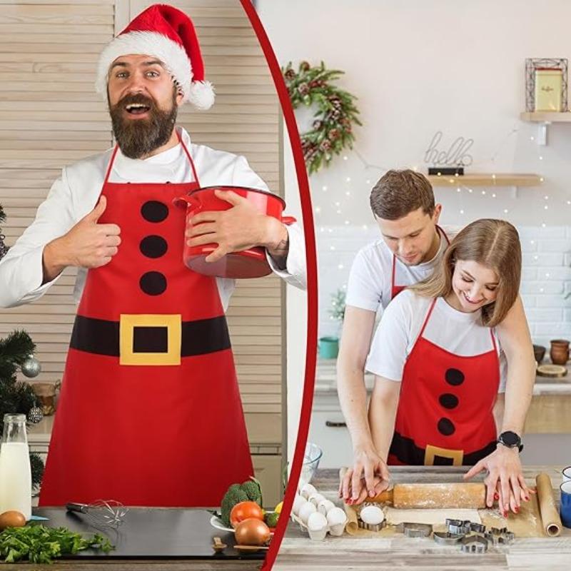 Christmas Apron Santa Claus Kitchen Cooking Baking Greaseproof Apron Holiday Dinner Party Home Decoration Supplies