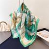 Flower Print 70Cm Square Silk Women's Scarf Spring Summer Beach Satin Scarves Shawl Headband Bandana Hijab Wrap Lady Neckerchief