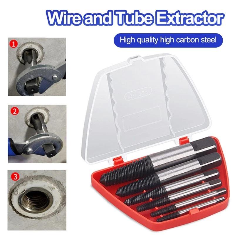 6Pcs Screw Extractor Broken Bolt Damaged Screw Extractor Remover Set Easy Out Drill Bits Tools Kit