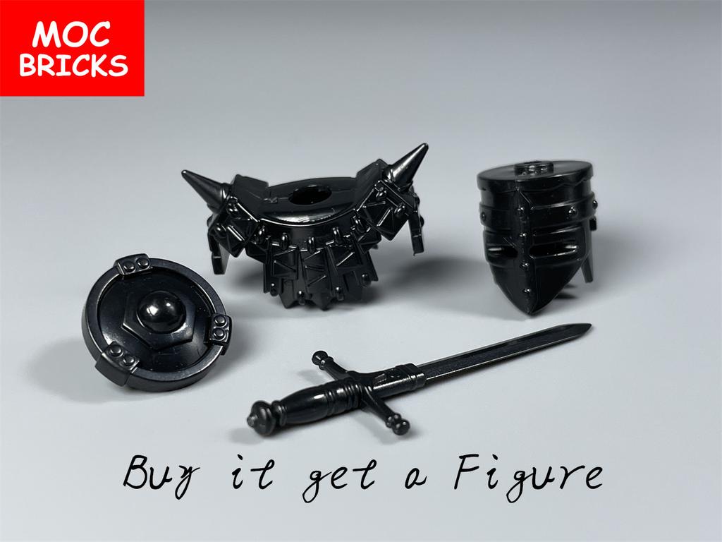 Einzelner MOC Baustein Schwarzer Goldener Rüstungswarrior Mittelalterliche Ritter Rom Waffe Actionfigur Pädagogischer Baustein Geschenke
