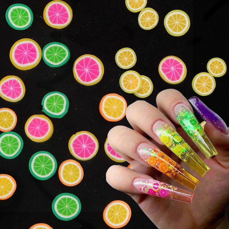 10G 3D Fruit Series Soft Clay Slice Strawberry Lemon Nail Glitter Nail Art Deco Design DIY Nail Art Supplies
