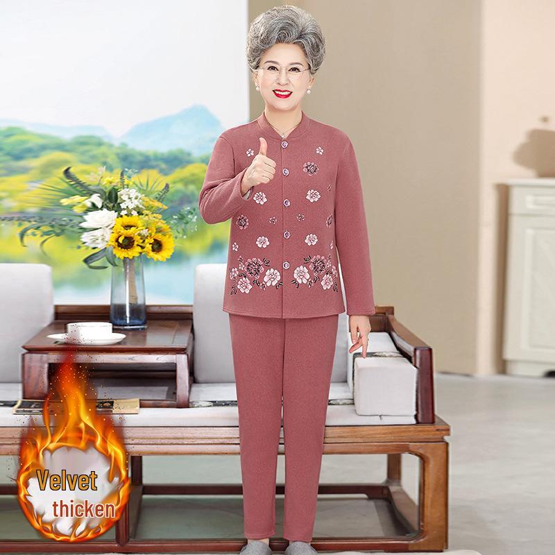 Cozy Autumn & Winter Wear: Cardigans, Warm Velvet Pajama Sets & Thickened Underwear for Middle-Aged & Elderly Women