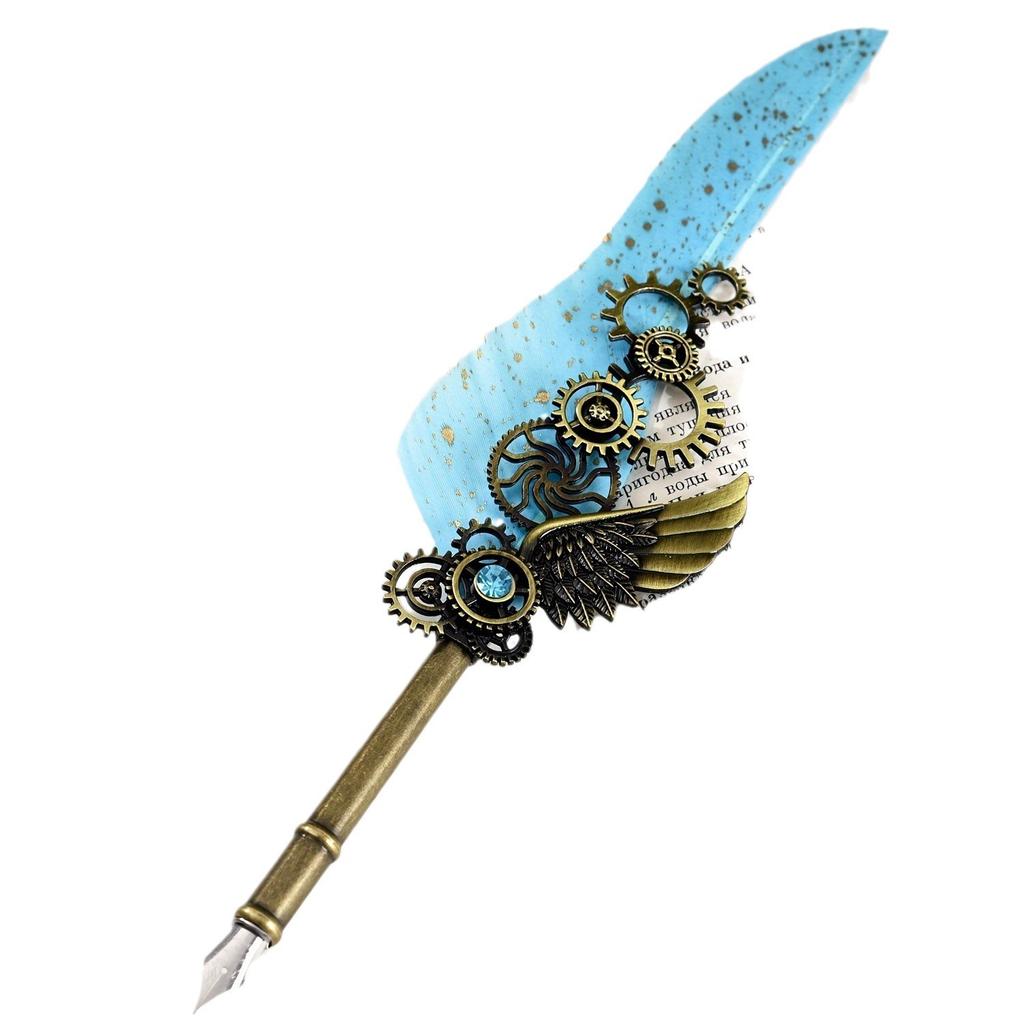 Vintage Mechanical Punk Wind Quill Set Gothic Replacement Nib Dipped In Ink Pen