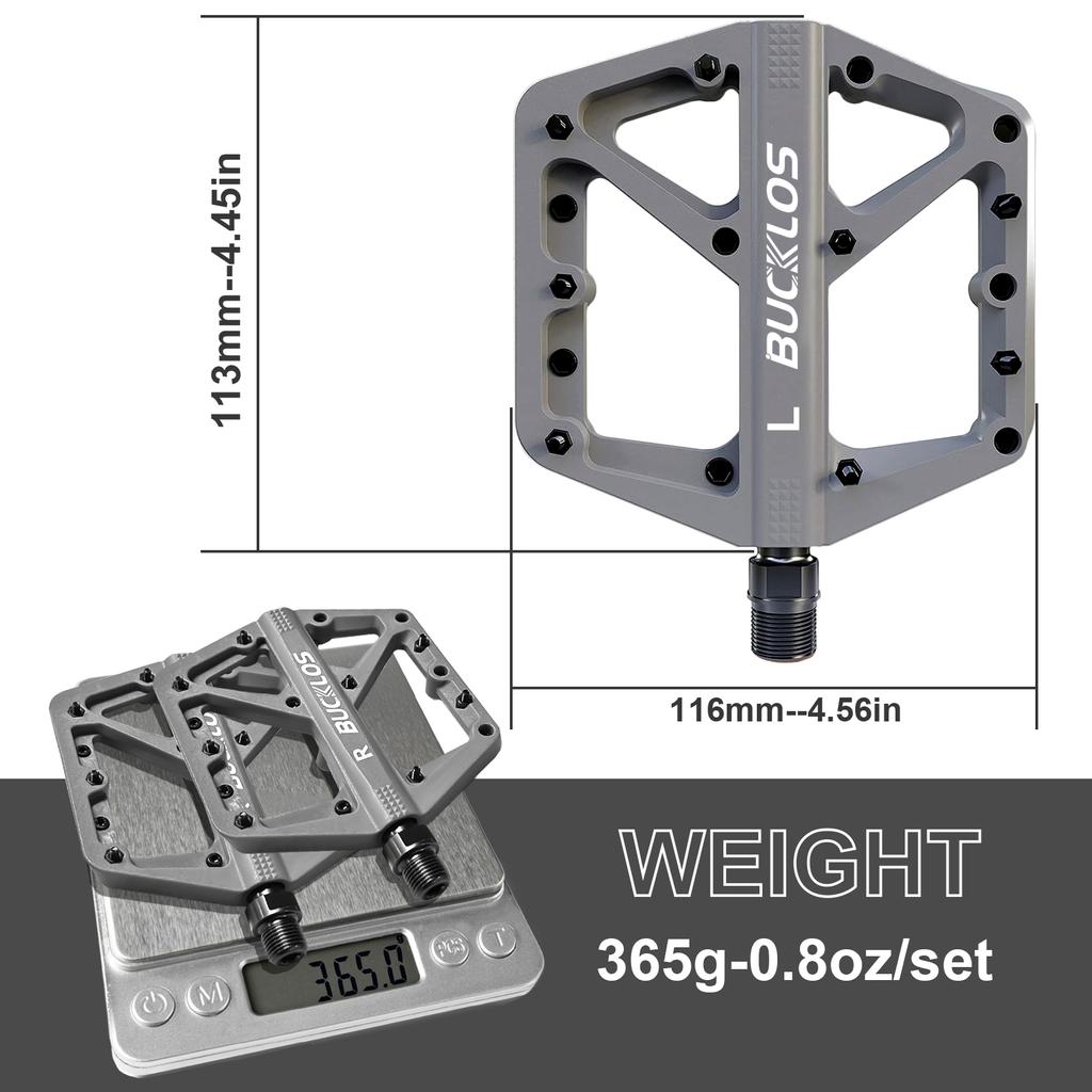 BUCKLOS Bicycle Pedals Sealed Bearing MTB Platform Pedal for Bicycle Mountain Nylon Bike Flat Pedals 9/16'' MTB Road Bike Part
