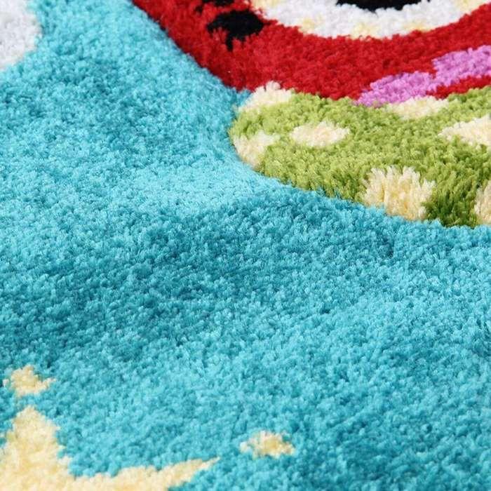 Children's Rug Soft Wool Touch Printed Owls Blue 100x150