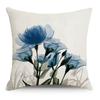 Blue Ink Linen Printed Pillowcase Home Sofa Car Office Pillowcase