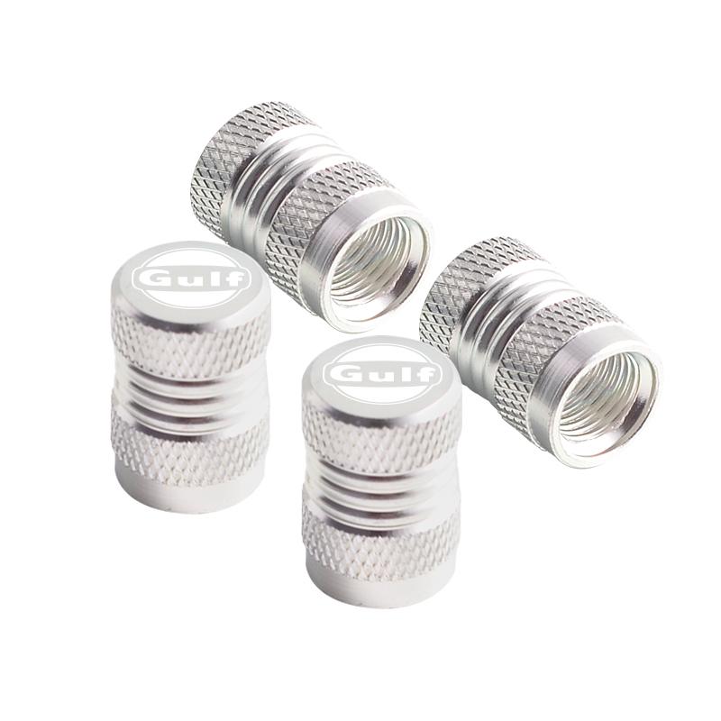 4pcs Metal For GULF Badges Jaguar Land Rover Skoda Seat Hyundai Volvo Peugeot Car Wheel Tire Valve Caps Covers Accessories