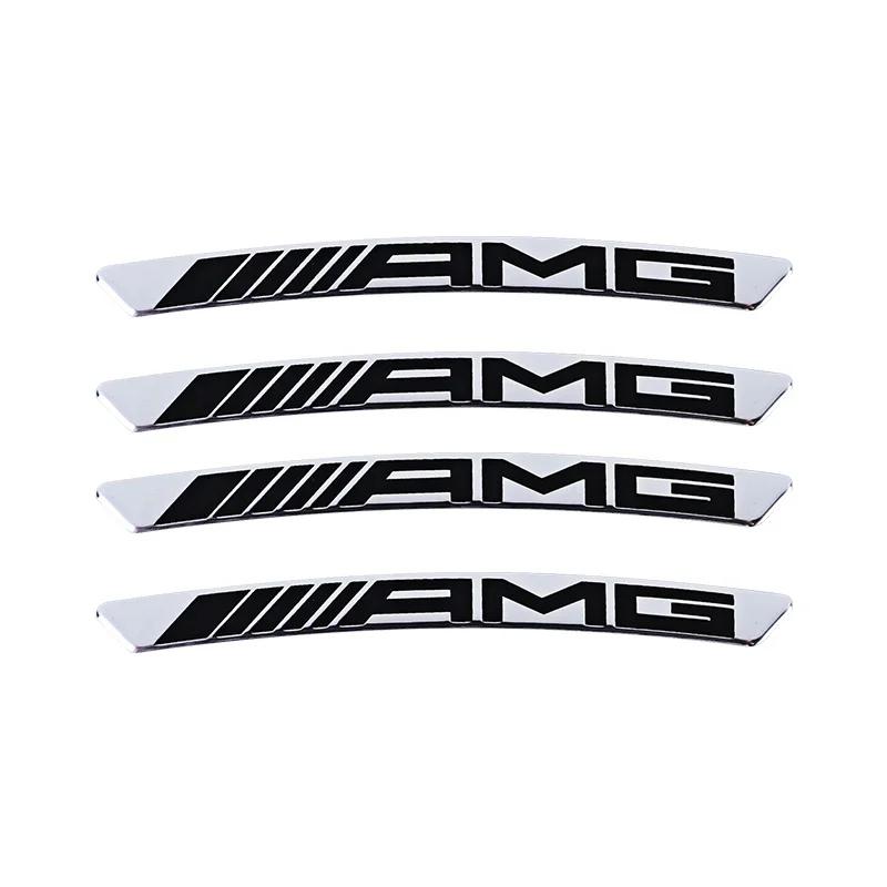 GLC GLB 4pcs AMG Emblem Car Wheel Sticker Rims Cover Decal Accessories For Mercedes Benz Brabus Smart Maybach W204 GLC CLA W20