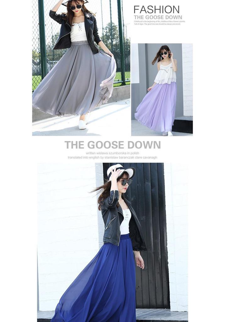 Women's Fairy Style Long Chiffon A-line Skirt - Slimming White Dance Hem for Summer