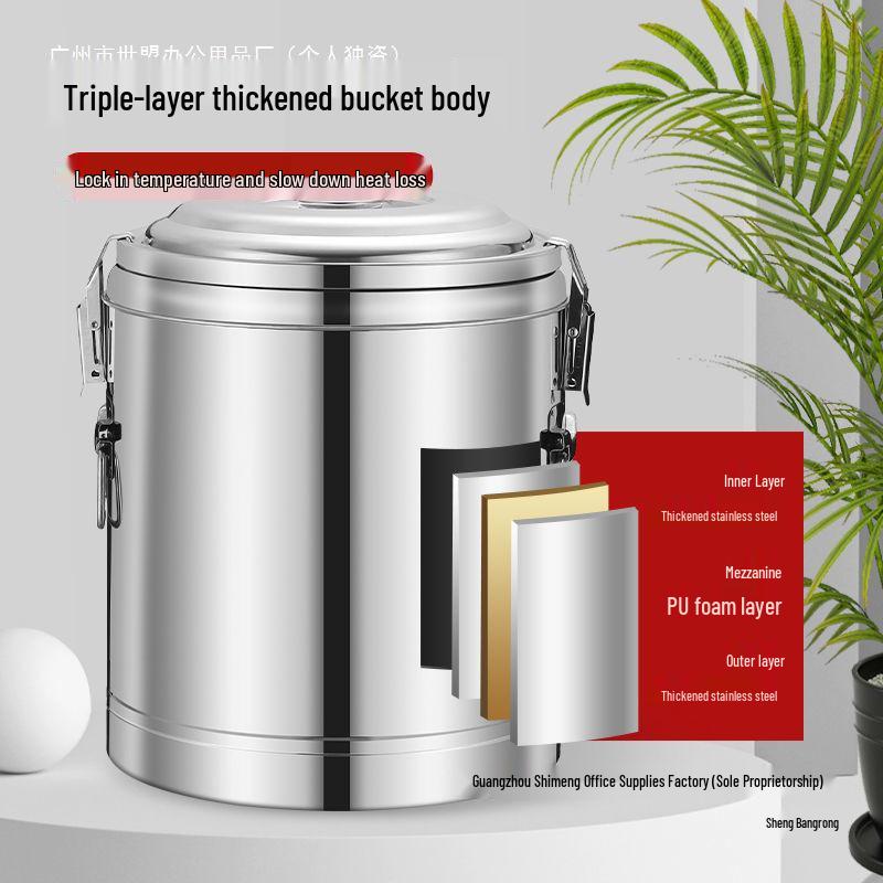 Isolierter Eimer aus Edelstahl 304 für Reis und Sojamilch, Eimer für Eisgelee mit großem Fassungsvermögen