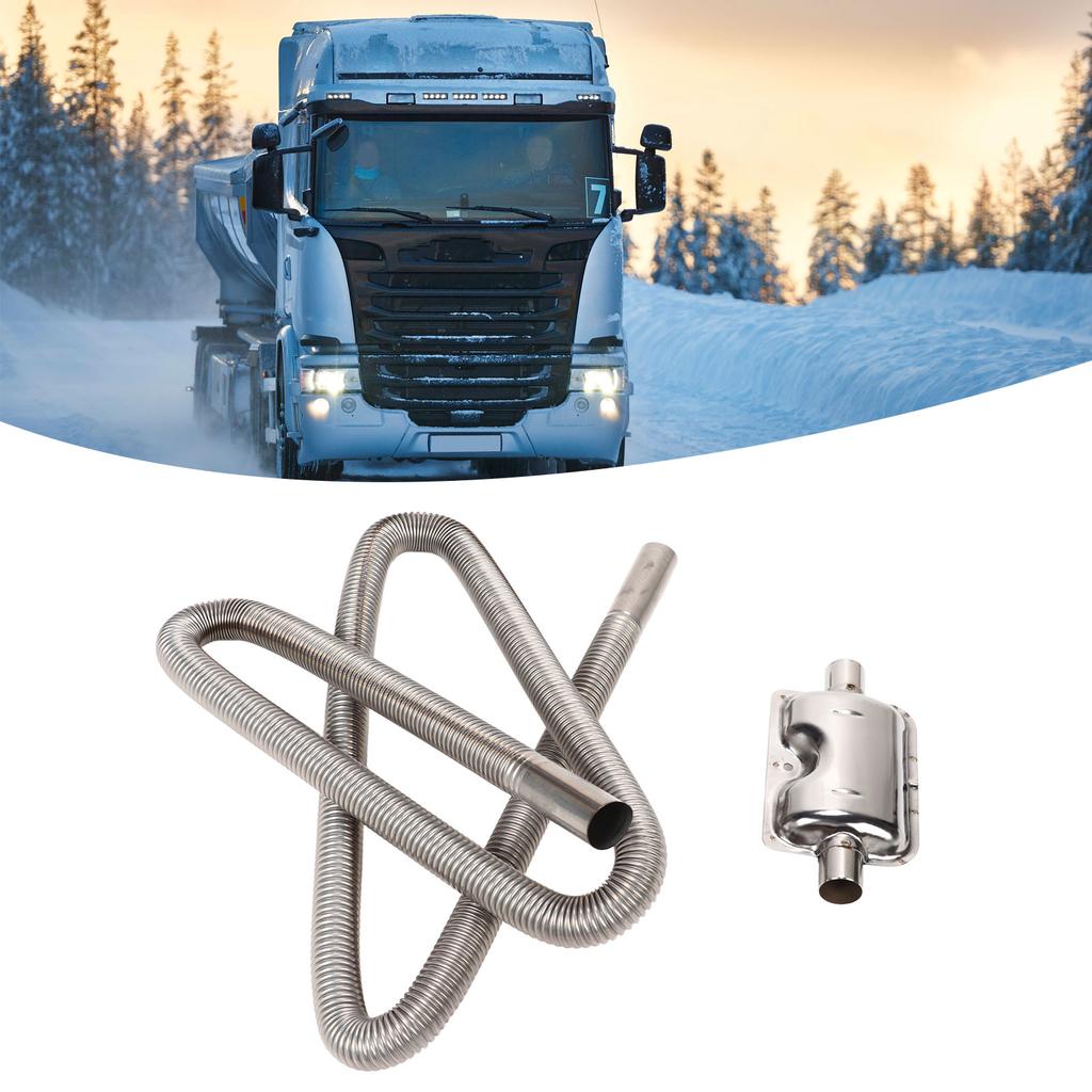 Parking   Heater Exhaust Pipe with Muffler Stainless Steel Fuel     Gas Vent Hose 2.5cm Inner Diameter