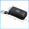 For Alfa Romeo 159 147 156 166 Giulietta Giulia Mito Stelvio Brera Spider 1Pcs Leather Emblem Car Key Case Keychain Zipper Key Case Bag