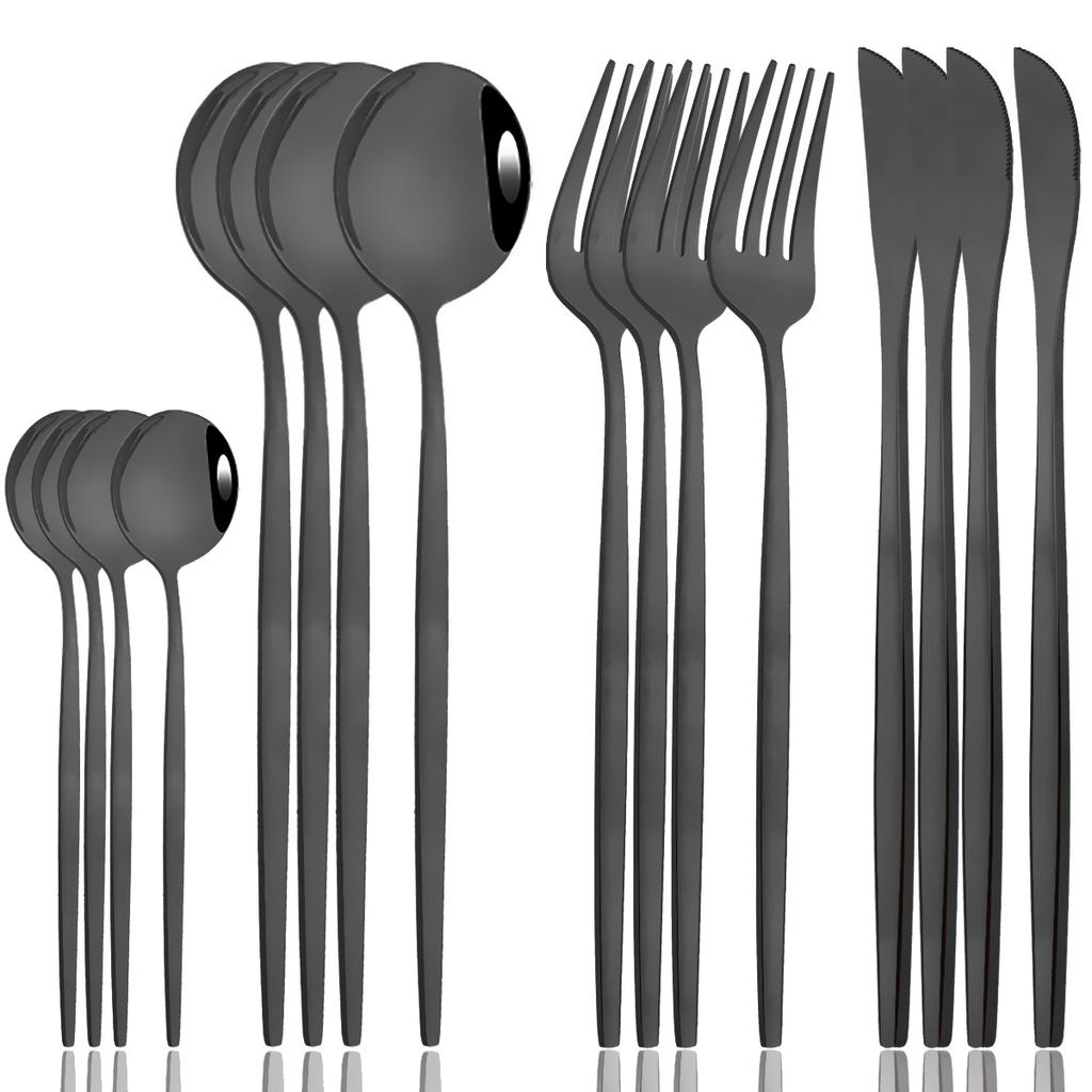 16pcs Mirror Durable Flatware Stainless Steel Cutlery Set Knife Coffee Spoon Fork Dinnerware Set Western Party Kitchen Tableware