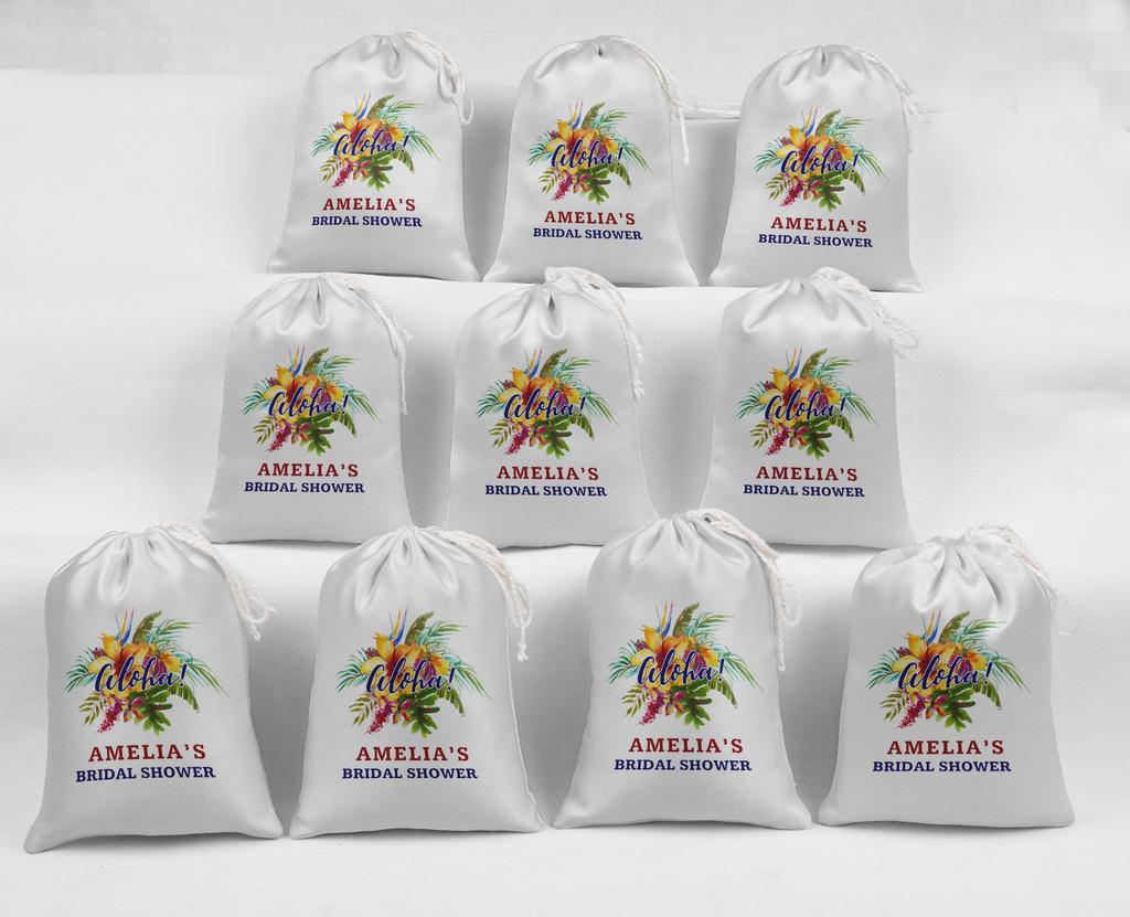 Uroczy Pamiątkowy Biały Kwiatowy i Liściasty Wieczór Panieński Niestandardowe Artykuły Imprezowe Torebki na Upominki Saszetki ze Sznurkiem 15