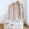 2026 New Couple Spring and Autumn Pajama Set 100% Cotton Women's Large Ripple Long Sleeve Home Clothing Set