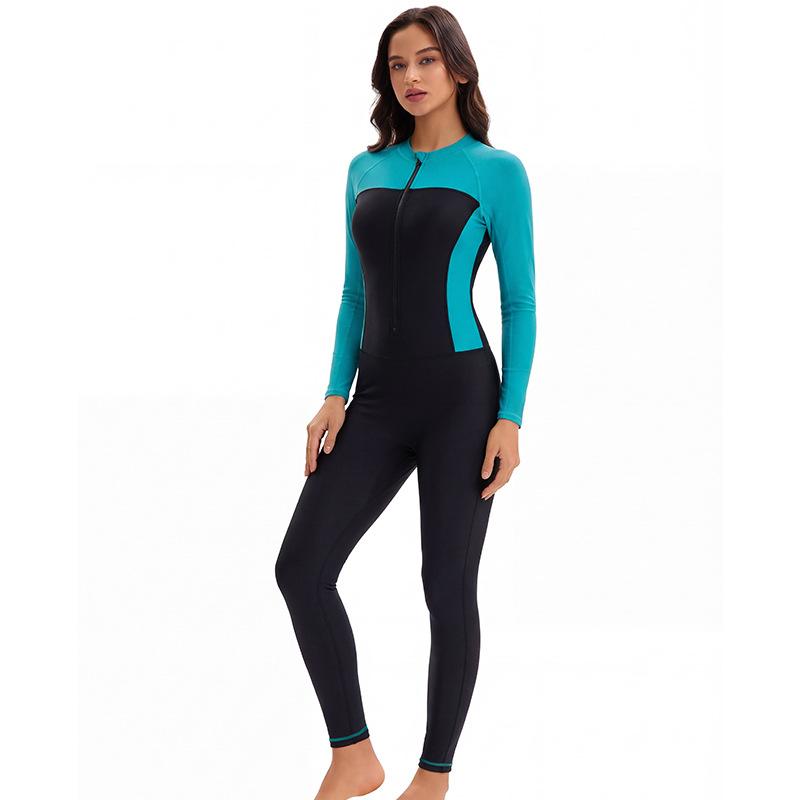 New Middle Eastern tight long-sleeve one-piece swimsuit for women, full coverage sun protection, conservative diving swimwear wholesale