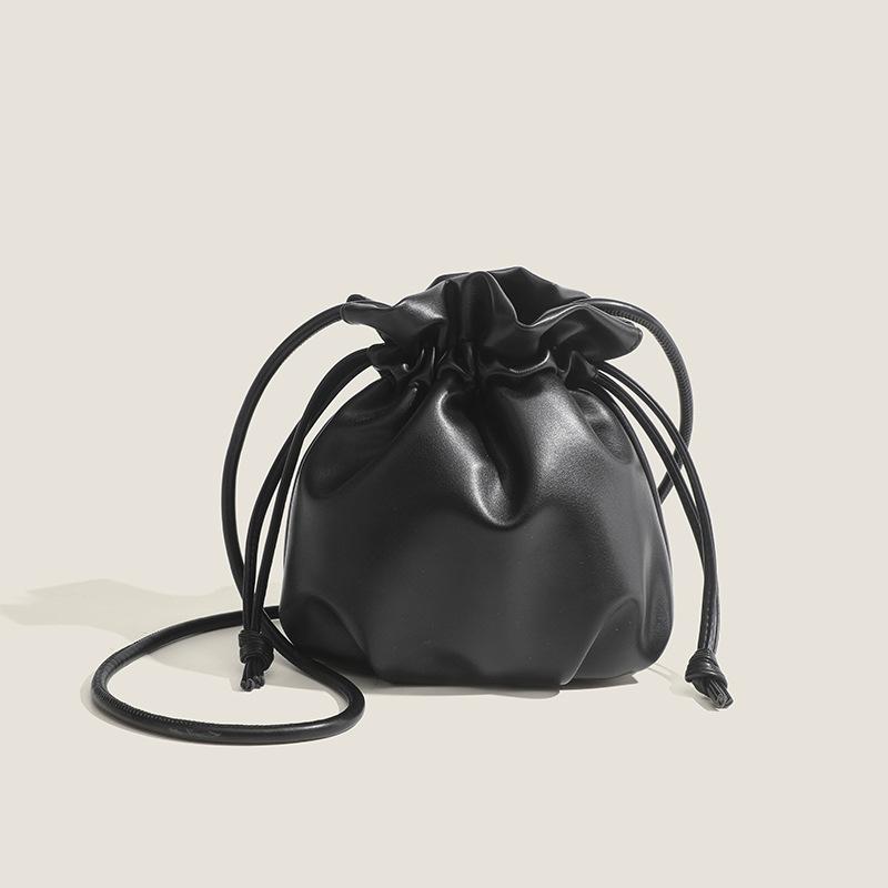 Fashion Simple Women Drawstring Bucket Bags Female Small Shoulder Bags Lady Soft Pu Leather Crossbody Bags Casual Cute Handbags