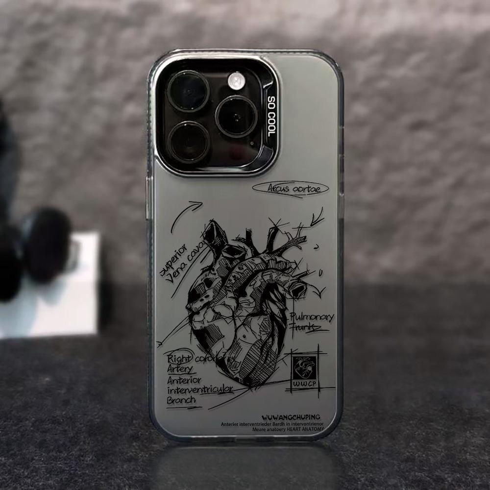 Graffiti heart for iPhone17 Pro Max mobile phone case Apple 15/14 niche 16Pro large hole anti-drop