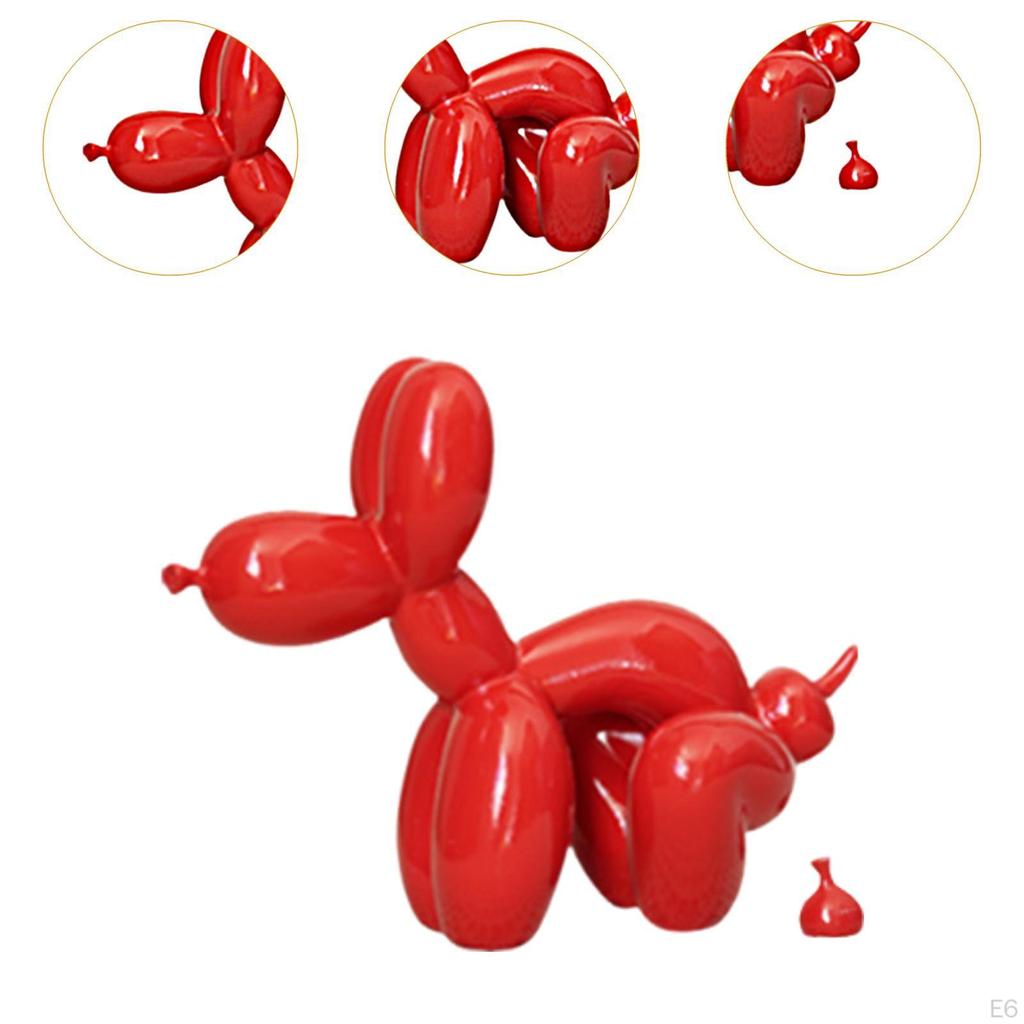 Balloon Dog Statue Cute Resin Craft Desktop Ornament for Office Bedroom Cafe White